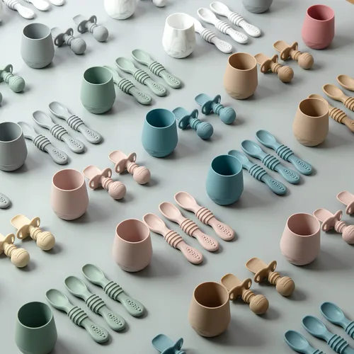 Miniatura 5 de SAMiGO Vasos de silicona para bebés de 6 a 12 meses, pequeñas tazas abiertas para entrenamiento y beber agua, suministros de destete dirigido por