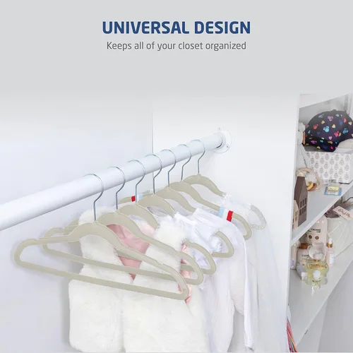 Miniatura 2 de ZOBER Perchas de terciopelo premium para niños (14.0pulgadas 50 unidades), antideslizantes, ultra delgadas para ahorrar espacio, para niños, gancho