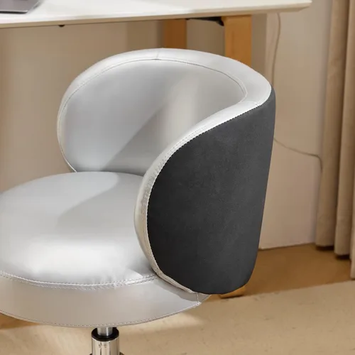 Miniatura 3 de VINGLI Bonita silla de escritorio giratoria pequeña, cómoda con ruedas, soporte lumbar ergonómico con respaldo bajo para tocador y técnico de uñas