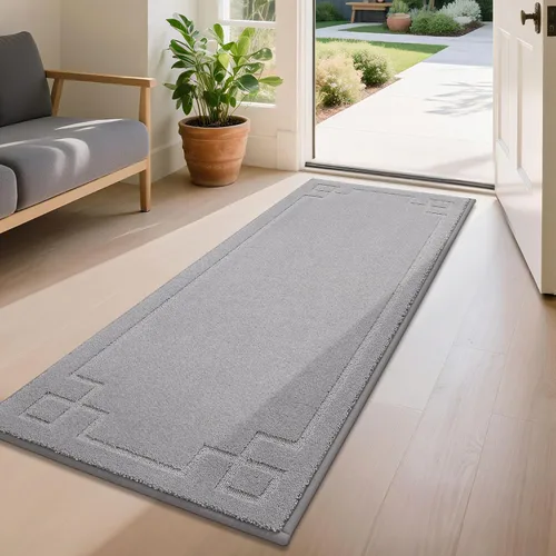 Miniatura 21 de BEQHAUSE Alfombra de Puerta 81 x 122 cm, Alfombras Antideslizantes para Interior Alfombras de Entrada Lavables de Perfil Bajo y Absorbentes, Marrón