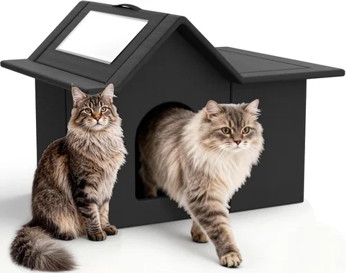 Miniatura 8 de Casa para gatos al aire libre, refugio resistente a la intemperie para mascotas, cama duradera para gatos al aire libre e interior, fácil montaje