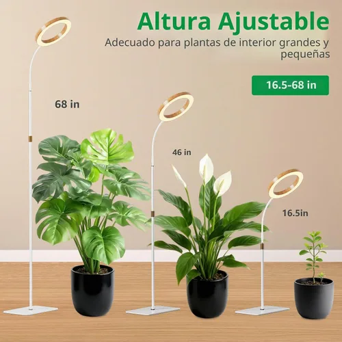 Miniatura 3 de SDOVUERC Luz de crecimiento de espectro completo con soporte para plantas de interior, luz de plantas de suelo, temporizador de 6/12/18H, 3 modos
