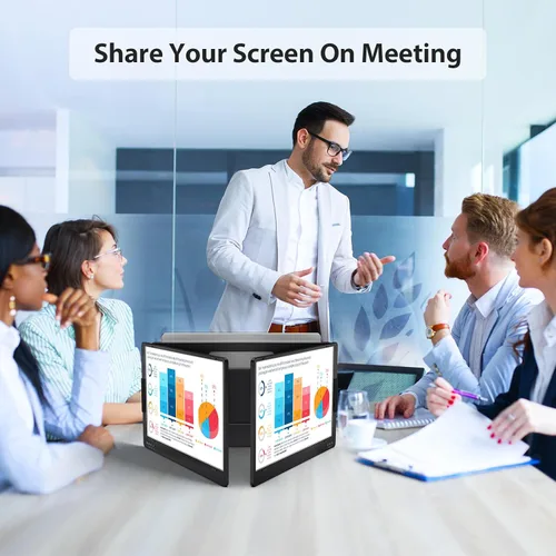 Miniatura 9 de KYY - Monitor portátil triple para portátil, extensor de pantalla USB-C FHD 1080P de 14'', pantalla IPS de computadora, pantalla triple, monitor
