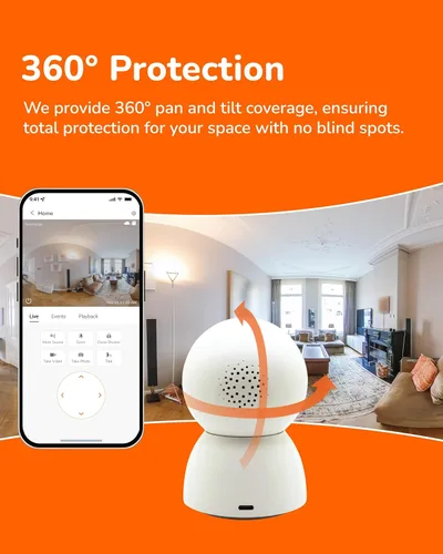 Miniatura 4 de SensForge Cámara de seguridad panorámica de 2.5K para interiores, cámara WiFi de doble banda de 360° para el hogar, detección gratuita de IA humanos