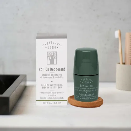 Miniatura 5 de L'Erbolario Uomo Roll On Desodorante para hombre con baobab y extracto de café verde, inhibe olores, suaviza la piel, para todo tipo de piel, 1.6