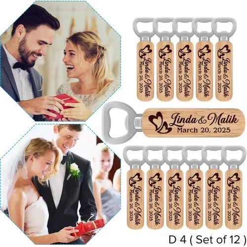 Miniatura 6 de Abrebotellas personalizados, nombres de pareja personalizados de madera y abridores de fecha para regalo de boda, regalos ideales para boda