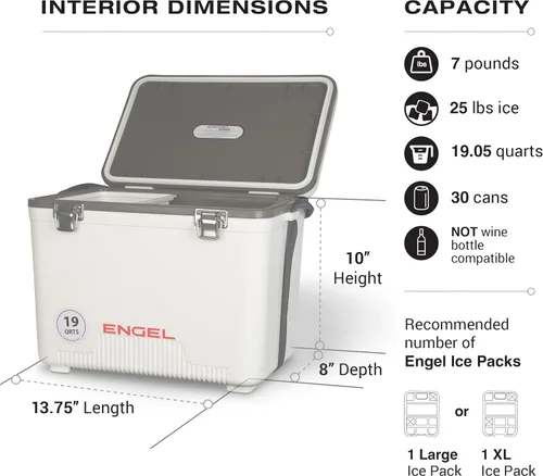 Miniatura 3 de Engel Hielera Drybox de 19 cuartos de galón, a prueba de fugas, hermética, y lonchera pequeña de carcasa dura para hombres y mujeres Azul