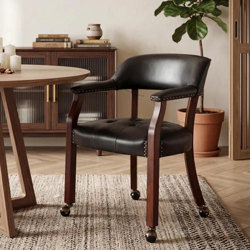 LEEMTORIG Sillas de Comedor Grandes con Ruedas y Brazos, Sillas de Comedor con Ruedas, Sillas de Juego de Acento Sillas del Capitán, 26 pulgadas de