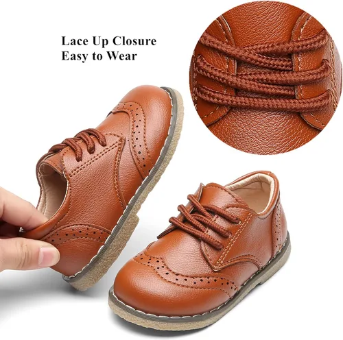 Miniatura 3 de DADAWEN - Zapatos de vestir para niña con cordones para uniforme de Oxford, cómodos, mocasines (niños pequeños)