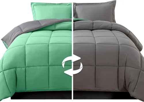 Miniatura 12 de Elegant Comfort Juego de edredón reversible de 3 piezas, acogedor para todas las estaciones, alternativo de plumón suave, acolchado, cosido en caja
