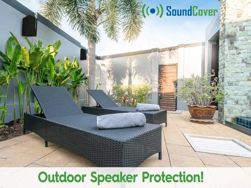 Miniatura 5 de The Original Light Outdoor Speaker Covers para altavoces montados en soporte C - Poliéster 210T premium con revestimiento protector UV plateado