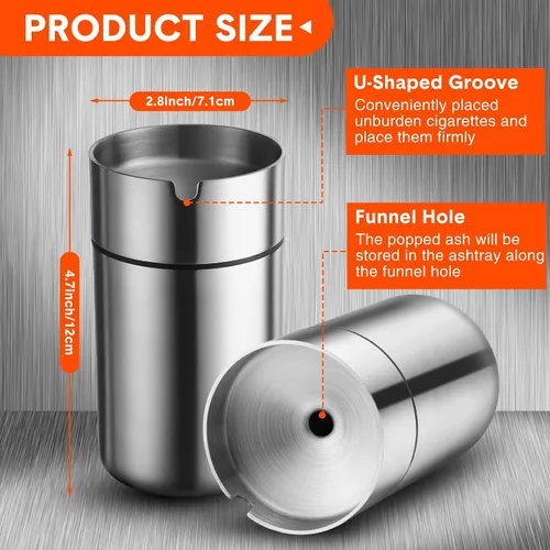 Miniatura 2 de 2 tazas de acero inoxidable para automóvil con tapa, portavasos, desmontable, resistente al viento, cubo para viajes al aire libre, oficina en casa