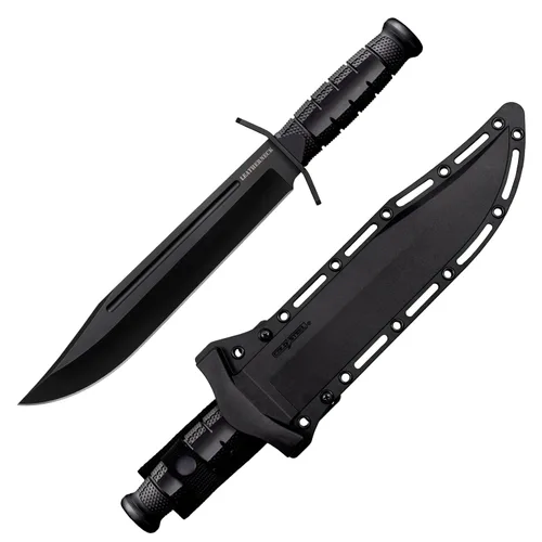 Cuchillo de hoja fija Cold Steel Leatherneck Bowie de 10.5", con hoja alemana D2 de filo de navaja, mango Kray-Ex duradero de 4.75", táctico para