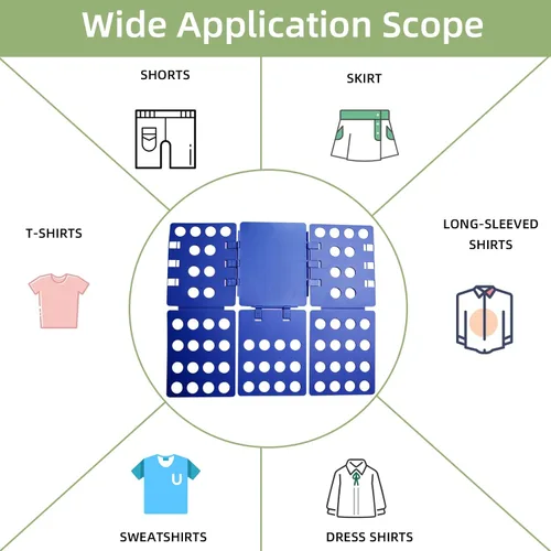 Miniatura 3 de GYE Tabla Plegable para Camisetas Carpeta de Ropa Organizador de Lavandería Herramienta Duradera de Plástico Tabla Plegable Fácil y Rápida para Azul
