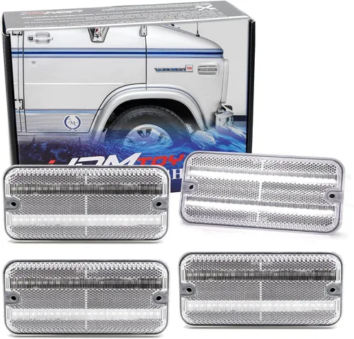 Miniatura 11 de iJDMTOY Kit de luz de marcador lateral frontal y trasero con lente semitansparente ámbar/rojo, compatible con GMC/Chevy Van Sportcan Vandura SaVana