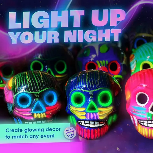 Miniatura 5 de neon nights, pintura que brilla en la oscuridad luminiscente fosforescente pintura autoluminosa - Juego de 8