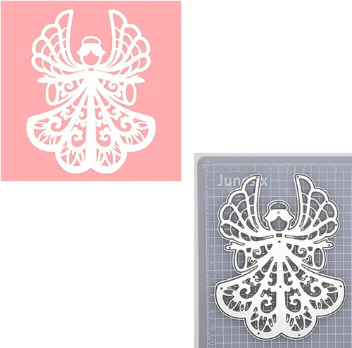 Miniatura 2 de Black kat Angel Girl - Plantilla de flores de amor para manualidades, álbum de recortes, tarjeta, grabado decorativo