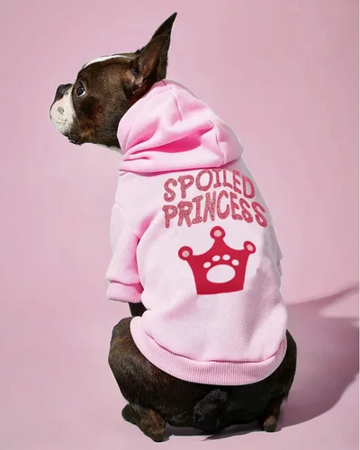 Miniatura 2 de Camisas rosas para perras, ropa para cachorros, sudadera con capucha para mujer, sudadera con corona de princesa para mascotas, camiseta para perros