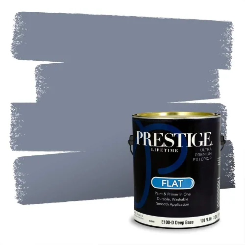 Miniatura 1431 de Pintura Exterior + imprimación PRESTIGE, todo-en-uno, 1 galón, acabado mate, color comparable al Valspar* Royal Gray* VS151-Gris real