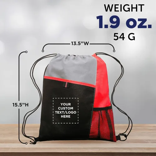 Miniatura 43 de DISCOUNT PROMOS Juego de mochilas con cordón no tejidas personalizadas de 10/50/100, paquete personalizado a granel