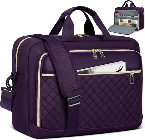 Miniatura 15 de NEWHEY Bolsa para laptop de 17.3 pulgadas, maletín para computadora portátil para mujeres y hombres, bolsa de hombro impermeable, bolsa de mensajero