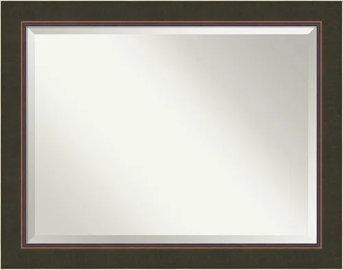 Miniatura 7 de Amanti Art Espejo de baño de bronce para sobre fregadero, espejo rectangular de bronce milano de 27 x 23 pulgadas, marco de madera pequeño casual