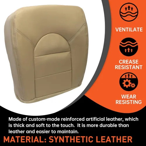 Miniatura 3 de ECOTRIC Funda de repuesto para parte inferior de asiento compatible con Ford F250 F350 F450 Lariat 1999 2000 de cuero artificial color marrón