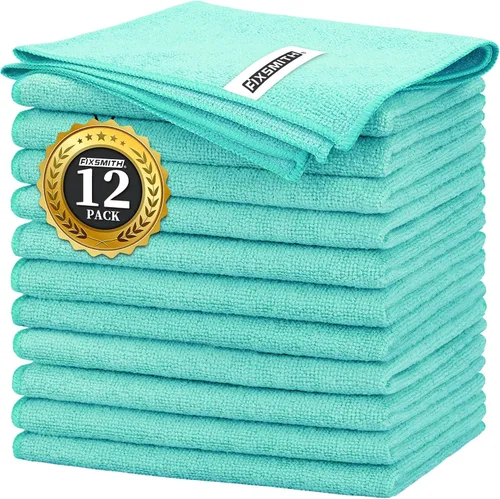 Miniatura 35 de FIXSMITH Paño de limpieza de microfibra, paquete de 12, toallas multifuncionales, tamaño: 12 x 16 pulgadas, trapos altamente absorbentes, sin 3