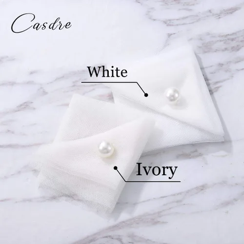 Miniatura 2 de Casdre Velo de novia de 1 nivel hasta la rodilla velo de novia velo de borde cortado con peine para novias, B Marfil