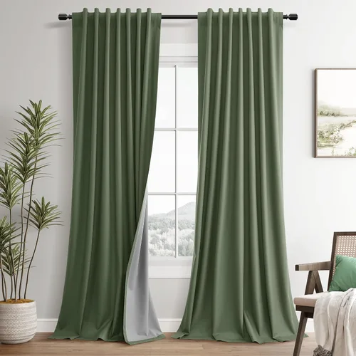 Miniatura 31 de Guken Cortinas opacas de lino, 2 paneles rústicos, elegantes, 100% opacas, con aislamiento térmico, banda de ganchos y trabilla trasera, 52 x 84