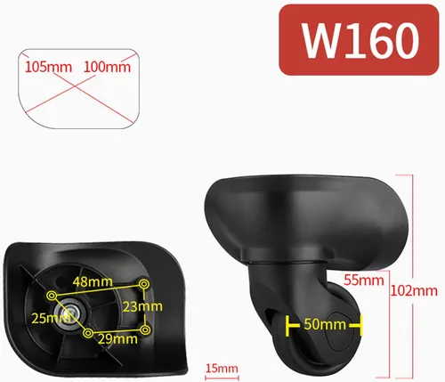 Miniatura 4 de VIKIMO Ruedas de repuesto para equipaje, rueda giratoria de repuesto, 1 par de ruedas de repuesto para reparación de ruedas de maleta (W160)