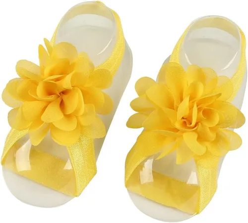 Miniatura 8 de Eforcase 12 pares de sandalias descalzas para bebé y niña, sandalias descalzas de flores para bebés recién nacidos, niñas pequeñas