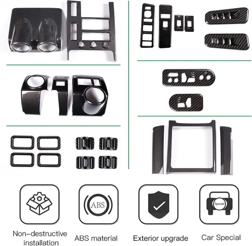 Miniatura 2 de PIUGILH Kit de Acabado de Decoración Interior de 24 Piezas Juego Completo para Hummer H2 2003-2007, Pegatina del Panel de Navegación del Tablero