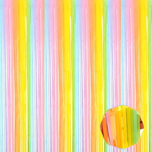 Miniatura 19 de Paquete de 6 cortinas de flecos de papel de aluminio negro, 3.28 pies x 8.2 pies, cortinas metálicas de oropel con flecos para cabina de fotos