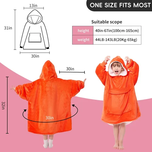 Miniatura 4 de yescool Manta de vestir con capucha para niños, regalos de cumpleaños para niñas adolescentes, para niños de 8 a 15 años, sudadera de gran