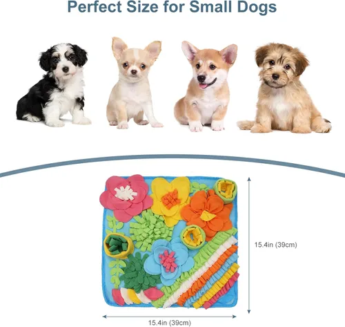 Miniatura 6 de Tapete de olfateo para perros, gatos, conejos, tapete de alimentación de golosinas para mascotas, 15.4 x 15.4 pulgadas para pequeños y medianos