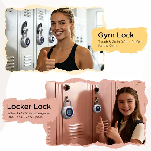 Miniatura 7 de Candado de huellas dactilares, casillero de gimnasio con aplicación Bluetooth para reloj iOS, candado biométrico inteligente sin llave, impermeable