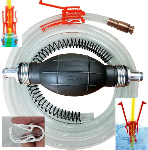 Sifón Pro XL - El sifón más grande para agua - Gas - Diesel - VER EL VIDEO - es una bomba o un sifón - Haga el trabajo rápido 8 pies y broche de