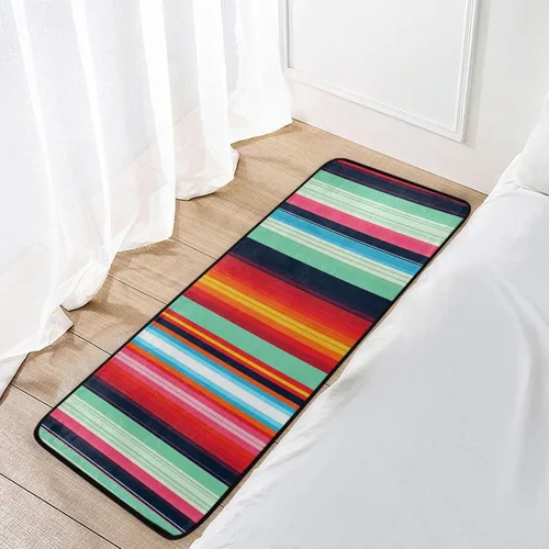 Miniatura 7 de Gredecor Alfombras de cocina con temática mexicana, antideslizantes, color mexicano, Serape a rayas, tapetes de cocina con respaldo de goma