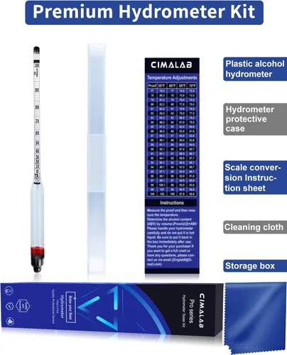 Miniatura 4 de CIMALAB Hidrómetro - Medidor de alcohol, hidrómetro de alcohol 0-200 a prueba e hidrómetro de alcohol tradicional, hidrómetro a prueba de alcohol