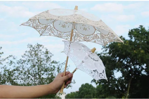 Miniatura 6 de Toyvian 2 paraguas de boda para novia, paraguas pequeño de encaje para boda, paraguas de encaje para novia, regalo de boda, accesorios de fotos