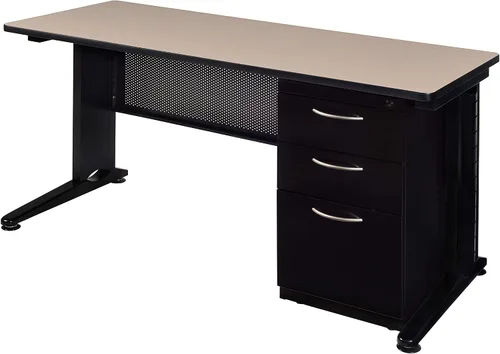 Miniatura 8 de Regency Fusion - Escritorio para profesores de 48 x 24 pulgadas con unidad de cajón de pedestal individual, color cereza