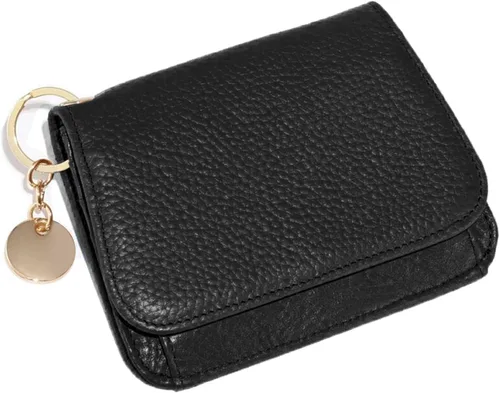 Miniatura 12 de SENDEFN Carteras pequeñas para tarjetas de crédito para mujer, llavero de cuero con bloqueo RFID, bolsillo con cremallera de tres pliegues, monedero