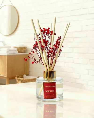 Miniatura 4 de Juego de difusor de varillas con aroma a verbena de limón con 6 varillas de varillas Decoración de baño para el hogar y el dormitorio, 3.38 onzas