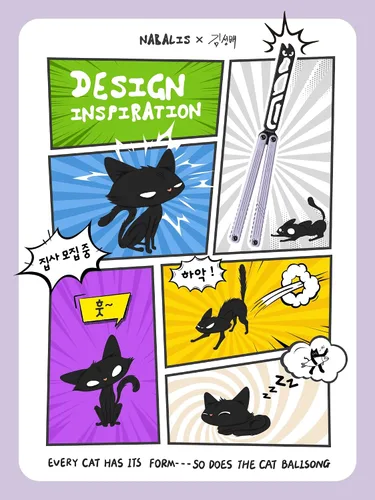 Miniatura 3 de Nabalis x Seongbae — Cuchillo de mariposa Balisong Cat Trainer, diseño de canal, recubierto de teflón, aluminio 7075, ligero, equilibrado y divertido