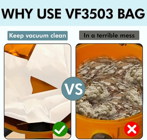 Miniatura 6 de Paquete de 12 bolsas de vacío VF3503 compatibles con aspiradoras Ridgid de 6 a 9 galones, bolsas desechables de recolección de polvo tamaño B
