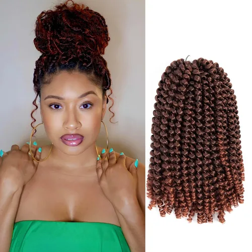 Miniatura 12 de Cabello trenzado de resorte de 8 pulgadas, 6 paquetes de cabello trenzado de resorte para trenzas de mariposa, extensiones de cabello suave de fibra