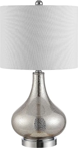Miniatura 5 de SAFAVIEH Lighting Collection – Lámpara de mesa moderna de 24 pulgadas en color plateado con vidrio de la colección Brooks, bombilla LED incluida