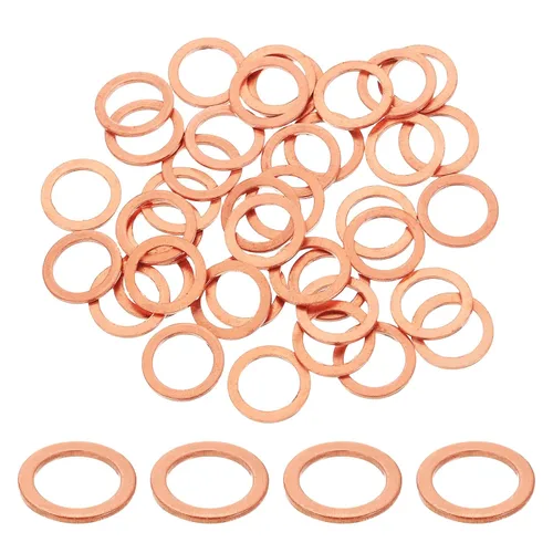 Miniatura 19 de uxcell 75 anillos de sellado de arandela plana M36 de cobre, 1.417 in ID 1.654 in OD 0.059 in de grosor, arandelas de trituración de cobre, junta