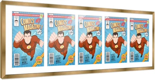 Miniatura 52 de Poster Palooza Marco de cómic con paspartú para 1 cómic de la Edad de Bronce publicado entre 1970 y 1985, marco de cómic negro para cómic de 7.25 x